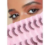 Jiocolor Natural Lashes Wispy Eyelashes Natural Look Clear Band Lashes Cat Eye Lashes Strip False Lashes Pack 7 Pairs XA9