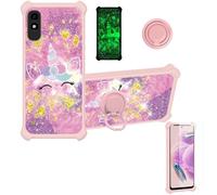 jioeuinly Case Compatible for Blu X5+ Plus Phone Case Cover [for Tempered Glass Screen Protector][Hard PC + Soft Silicone][Ring Support] [Gold Glitter+Luminous] JSF-DJS