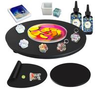 JIOFAVIU 15.8" Resin Leveling Turntable | Non-Slip Silicone Craft Mat & Adjustable Feet | Professional Epoxy Leveling Board for Mold Casting, UV Resin, Acrylic Pouring Art (Large)