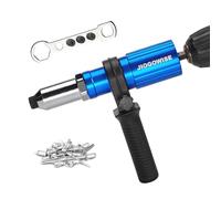 JIOGOWISE Professional Rivet Gun Adapter Kit,Electric Power Drill Rivet Attachment,Easy Processing for Pop Riveting Work,4 Rivet Heads 2.4mm 3.2mm 4.0mm 4.8mm and 80pcs Rivet Nails