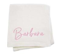 JIOJOG Personalised Baby Blankets - Customised Newborn Soft Cotton Blanket with Name, Personalised Baby Girl/Boy Gifts, Customised Embroidered Newborns Blanket for Stroller Nursery, 75x100cm