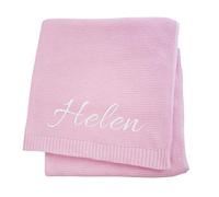 JIOJOG Personalised Baby Blankets - Customised Newborn Soft Cotton Blanket with Name, Personalised Baby Girl/Boy Gifts, Customised Embroidered Newborns Blanket for Stroller Nursery, 75x100cm