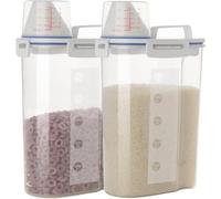 jioko 2Pack 5.5LB Plastic Transparent Tank, Rice Storage Barrel, Household Food Container Grain Storage Box for Oatmeal, Grain, Cereal, Pasta, Flour