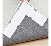 JIOL 16 Pcs Adhesive Grippers for Rug, Dual Sided Non Slip Rug Tape Washable Reusable Rug Stickers for Area Rug, Rug Stoppers Make Corner Flat, Grips Carpet Corners (Strip) (12)