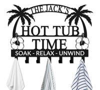 Jiolelores Custom Hot Tub Towel Rack Wall Mount Personalized Name Towel Hook Outdoor Towel Holder Organizer Hot Tub Accessories for Towels Robes Coat Swimsuit