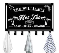 Jiolelores Custom Hot Tub Towel Rack Wall Mount Personalized Name Towel Hook Outdoor Towel Holder Organizer Hot Tub Accessories for Towels Robes Coat Swimsuit