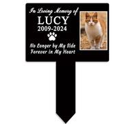 Jiolelores Personalized Cat Memorial Picture Grave Marker Stake Custom Pet Markers for Graves Cat Sign Pet Loss Sympathy Gift Cat Photo Tombstones for Graves Outdoor Animal Grave Markers Plaques