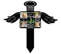 Jiolelores Personalized Cat Memorial Picture Grave Marker Stake Custom Pet Markers for Graves Cat Sign Pet Loss Sympathy Gift Cat Photo Tombstones for Graves Outdoor Animal Grave Markers Plaques