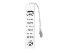 JIOMULIG Stainless Steel Bookmark - 1 pc - Funny Coffee Lovers Gift for Women & Men - Bookmark Present for Book Lovers, Birthday, Christmas, Valentines, Graduation, New Year, Thanksgiving, Mothers Day