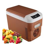JIONET Car Fridge 8 Litre 12V 24V 220V Mini freezer Electric Heater Quiet Car Refrigerator Truck Icebox -10℃ To 65 ℃ for Camping Driving Picnic (Color : Brown, Size : 8L)