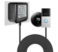 jiooyy 24V 500mA Video Doorbell Power Adapter - 16.4 feet Extension Cable, AC110-120V to AC 24V Fits Eufy, Wyze, Ring, Nest, Arlo Wireless Video doorbell Transformer(Black)