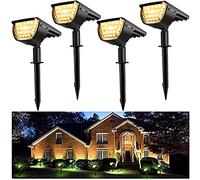 Jior Solar Landscape SpotLights Outdoor 32 LED IP65 Waterproof Solar Powered Wall Lights 2-in-1 Adjustable Lights for Garden Yard Driveway Walkway Pool Patio 4 Pack (Warm White)