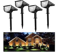 Jior Solar Landscape SpotLights Outdoor 32 LED IP65 Waterproof Solar Powered Wall Lights 2-in-1 Adjustable Lights for Garden Yard Driveway Walkway Pool Patio 4 Pack (Cold White)