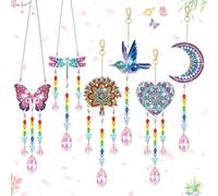 Jiosdo Arts and Crafts Kits, Diamond Painting Wind Chimes, Gift for Girls | DIY Diamond Art Kits with Crystal Pendant, Christmas Birthday Back to School, Gifts for 6 7 8 9 10 Year Old Girls (6 PCS)