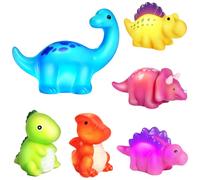 Jiosdo Baby Bath Toys, 6 PCS LED Dinosaur Kids Sensory Toys, Liquid Sensor | Light Up Sensory Toys for Autism, Water Toys, Gifts for Toddler Girls Boys