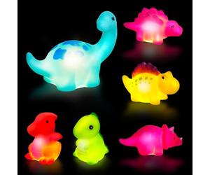 Jiosdo Baby Bath Toys, 6 PCS LED Kids Sensory Toys, Liquid Sensor Light Up Dinosaur for Autism
