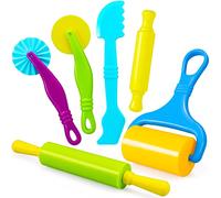 Jiosdo Dough Tools Sets, 6 Pcs Dough Tools and Cutters for Kids Toddlers, Plastic Accessories dough Set, Modeling Tools DIY Creation Educational Toy Accessories