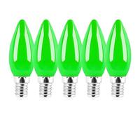 Jiotouhu 5 Pack Green E14 1W 220V LED Colored Light Bulbs, Plastic Cover, Non dimmable, for Outdoor Indoor String Wedding Party Bar Mood Ambiance Decor