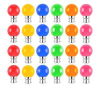 Jiotouhu B22 Bayonet Colored LED Light Bulbs 2W G45 Golf Ball Mini Globe Bulbs for Outdoor String Patio Garden Party Christmas, Halloween Wedding Party Decoration, 24 Packs