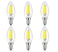 Jiotouhu E14 LED Candle Bulb Dimmable 6w 60W Equivalent Cool White 6500K SES(Small Edison Screw) LED Chandelier Bulbs C35 Vintage Filament Energy Saving Candelabra Light Bulb 6 Packs