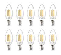 Jiotouhu E14 LED Spiral Small Candle Filament Bulb, Light Bulbs Screw in,400Lm, 4W Replace 40W Incandescent Bulb, C35, E14 Candle Bulb Filament, Non-Dimmable, Cool White 6500K (10 Pack)