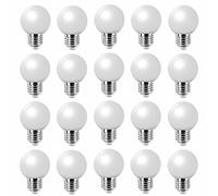 Jiotouhu E27 LED Coloured Light Bulb, 180 Degree Lighting, 2W, Cool White 2700K, AC220-240V, Non-dimmable, Halloween, Suitable for Christmas, Holiday Decoration Lighting, 20 Packs
