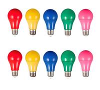 Jiotouhu e27 Screw Bulb, A60 Coloured Light Bulbs, 3W Equivalent 30W Incandescent, 300lm, Non-Dimmable,Red, Yellow, Blue, Green, Pink, for Home Party Bars and Christmas Decorations (10-Pack)