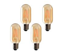 Jiotouhu E27 Vintage Tubular Filament Light Bulb, T45 Edison Screw Bulb, 4W Equivalent to 40W Incandencent, Amber 2700K, 400LM, Non-dimmable, 4-Pack