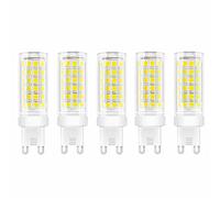 Jiotouhu G9 LED Bulbs, Cool White 6000K, 9W Equivalent 90W Halogen Bulb, 360° Beam Angle, AC 85V-265V, 900lm, No Dimmable, No Flicker, for Decorating Chandeliers and Crystal Lamps, 5 Pack