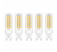 Jiotouhu G9 LED Bulbs, Warm White 3000K, 9W Equivalent 90W Halogen Bulb, 360° Beam Angle, AC 85V-265V, 900lm, No Dimmable, No Flicker, for Decorating Chandeliers and Crystal Lamps, 5 Pack