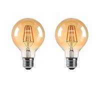 Jiotouhu LED E27 Vintage Edison Bulb, 4W Equivalent to 40W Traditional Light Bulb, Amber 2700K, E27 G80 Antique Style Screw Lamp, 220V, 400LM, Non dimmable, 2 Pack