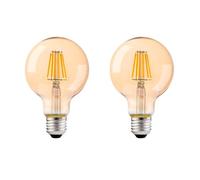Jiotouhu LED E27 Vintage Edison Bulb, 6W Equivalent to 60W Traditional Light Bulb, Amber 2700K, E27 G80 Antique Style Screw Lamp, 220V, 600LM, Non dimmable, 2 Pack