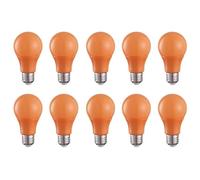 Jiotouhu Orange E27 LED Light Bulb A60 Edison Screw Bulb,3W A60 Coloured Light Bulbs, Equivalent 30W Traditional Light Bulb, for Home Party Bars and Christmas Decorations (10-Pack)