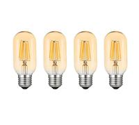 Jiotouhu T45 LED Edison Bulb 6W Amber 2700K 60W Incandencent Replacement Screw E27 Vintage LED Decorative Light Bulb T45 Clear Tubular Filament Bulb (4-Pack, Non-Dimmable)