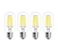 Jiotouhu T45 LED Edison Bulb 6W Cool White 6500K 60W Incandencent Replacement Screw E27 Vintage LED Decorative Light Bulb T45 Clear Tubular Filament Bulb (4-Pack, Non-Dimmable)
