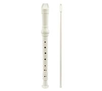 Jiozermi 1 Pcs Soprano Recorder Instrument, White German Style C Key 8 Hole Soprano Recorder with Clean Rods