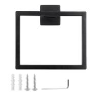 Jiozermi 1 Pcs Stainless Steel Towel Ring, Black Square Towel Holder Bathroom Towel Rack Towel Bar Wall Mount for Bathroom Lavatory