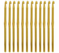 Jiozermi 12 Pcs 6 mm Crochet Hooks, Aluminum Crochet Needles Knitting Needles Soft Grip Crochet Hook for DIY Yarn Craft, Beginners Practice