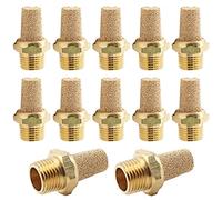 Jiozermi 12 Pcs Air Pneumatic Mufflers Silencer, Brass Pneumatic Exhaust Muffler, 1/8 NPT Male Air Silencer Fitting
