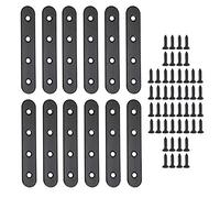 Jiozermi 12 Pcs Straight Brace, Flat Brace 3.8” x 0.69”, Stainless Steel Straight Bracket, Mending Joining Plates for Wood, Board, Bed Frame, Furniture & Shelves, Matte Black