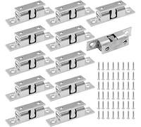 Jiozermi 12Pcs 2"/ 50mm Double Ball Tension Roller Catch Latch, Solid Brass Hardware Fitting with Screws for Cabinet, Closet & Furniture Door, Chromium Plated