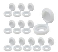 Jiozermi 150pcs White Hinged Screw Cover Caps, Decorative Plastic Screw Covers for M5 Screws, Snap-On Design, Concealing Screw Heads for Furniture, Appliances, License Plate Frames