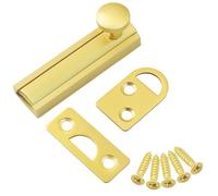 Jiozermi 2 Inch Solid Brass Surface Bolt, Heavy Duty Slide Latch Door Lock Bolt Concealed Slide Surface Door Bolt, Gold Slide Bolt Latch for Recessed Doors/Flush Gates