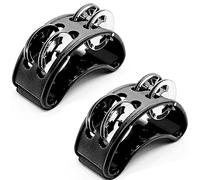 Jiozermi 2 Pack Foot Tambourine Percussion, Black Foot Shaker Instrument with Metal Jingle Bell, Rhythm Instrument for Adults