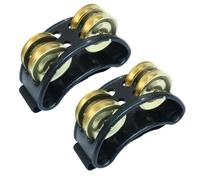 Jiozermi 2 Pack Foot Tambourine Percussion, Gold Foot Shaker Instrument with Metal Jingle Bell, Rhythm Instrument for Adults