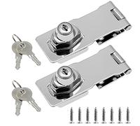 Jiozermi 2 Packs 4 Inch Hasp Locks with Keys, Stainless Steel Hasp Latches, Twist Knob Keyed Locking Hasp for Cabinet Small Door, Chrome Plated