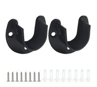 Jiozermi 2 Pcs 1 Inch Stainless Steel Closet Rod Brackets, Heavy Duty Curtain Rod Holder Bracket Wardrobe Rod End Caps for Bathroom Curtain, U-Shaped with Screws, Black