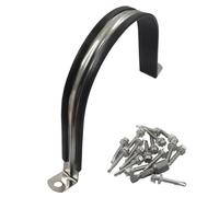 Jiozermi 2 Pcs 4 Inch Pipe Clamp, Stainless Steel Reinforced Rigid Pipe Strap Clamp Two Hole Strap U Bracket Tube Clip， Rubber Cushioned Insulated Clamp for Pipe Hose Tube Fixing