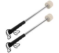 Jiozermi 2 Pcs Drum Mallet 13.8 Inches Length, Wool Felt Drum Stick, Anti-slip Bass Percussion Sticks, Instrument Band Accessory Part for Drums Snare Drums, Beige White