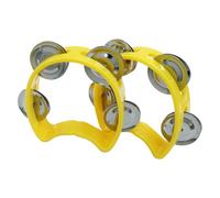 Jiozermi 2 Pcs Plastic Percussion Tambourines, Handheld Tambourines with 4 Jingle Bells Kids Musical Instruments Mini Hand Bell Percussion for Kids, Adults, School and Party (Yellow)